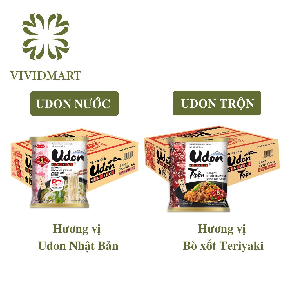 1 box of 24 packages 1 flavor - ACECOOK - Instant Udon Sưkisưki comes in 2