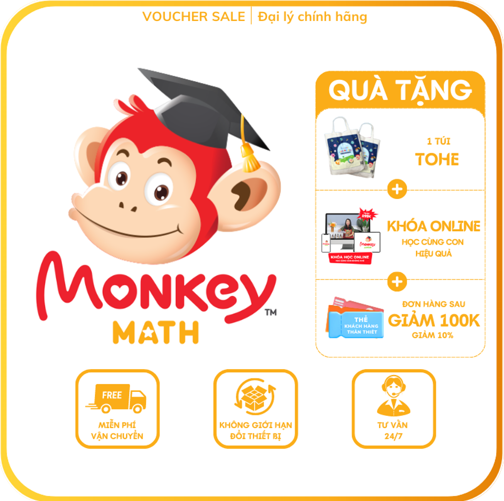 Monkey Math (Trọn đời, 1 năm, 6 tháng) - Toán tiếng Anh chuẩn Mỹ cho trẻ