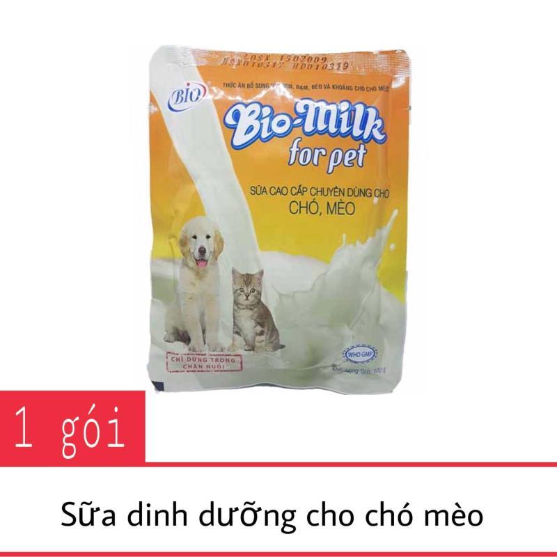 Sữa cho chó mèo BIO MILK - Gói 100g - bổ sung vitamin, đạm, béo và khoáng - Jpet Mart