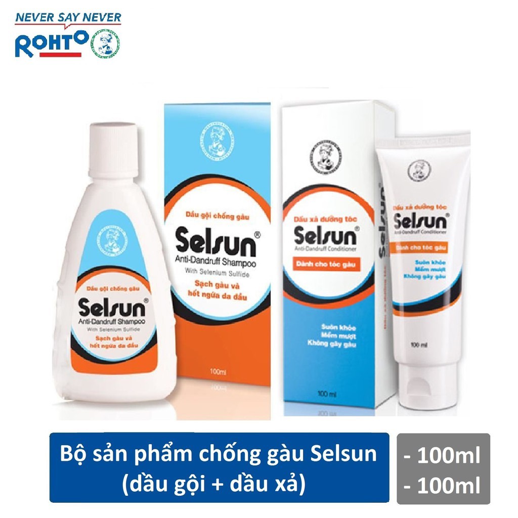 Bộ sản phẩm chống gàu Selsun (Dầu gội Selsun 100ml+Dầu xã dưỡng tóc Selsun 100ml)