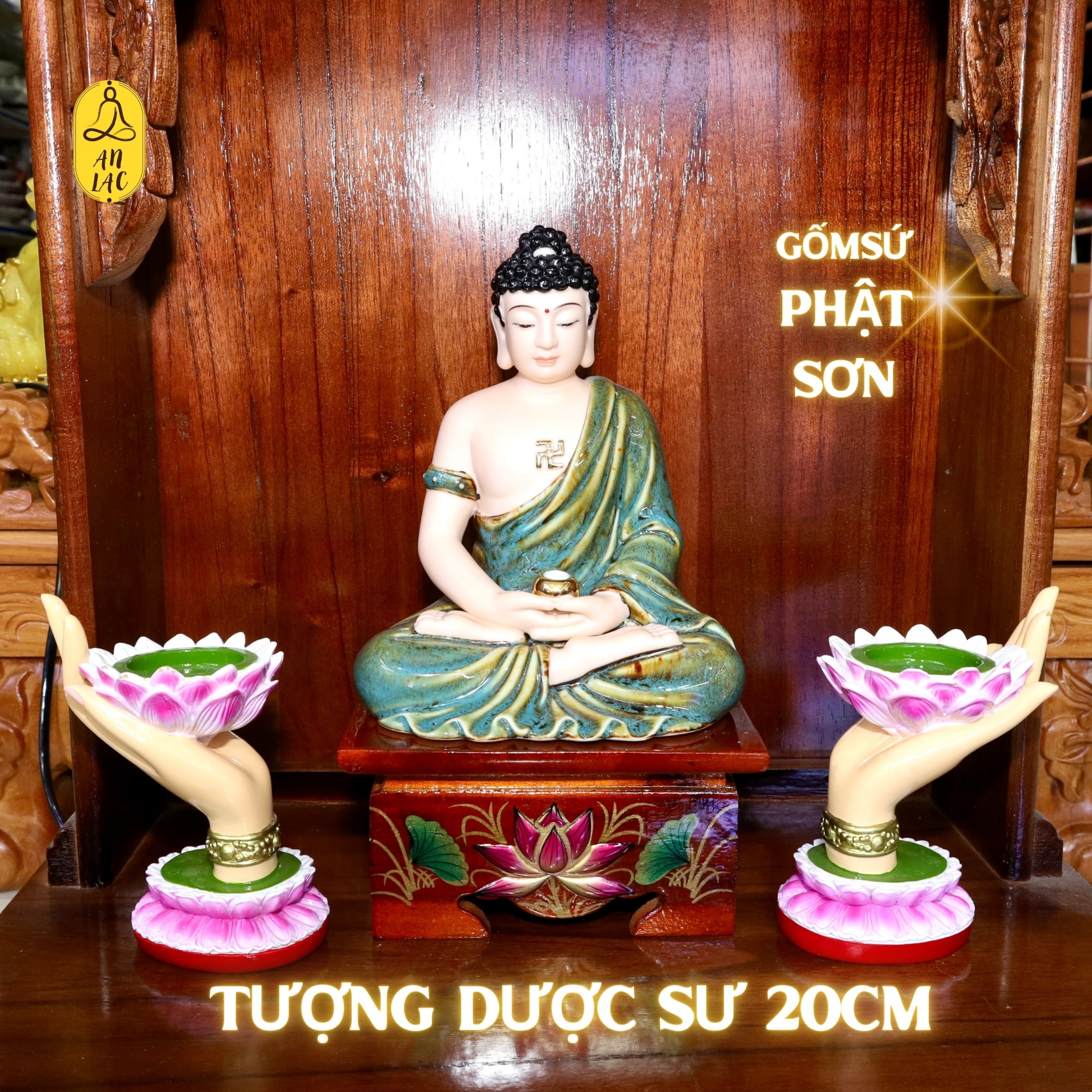 TƯỢNG DƯỢC SƯ GỐM SỨ PHẬT SƠN 20cm SUO