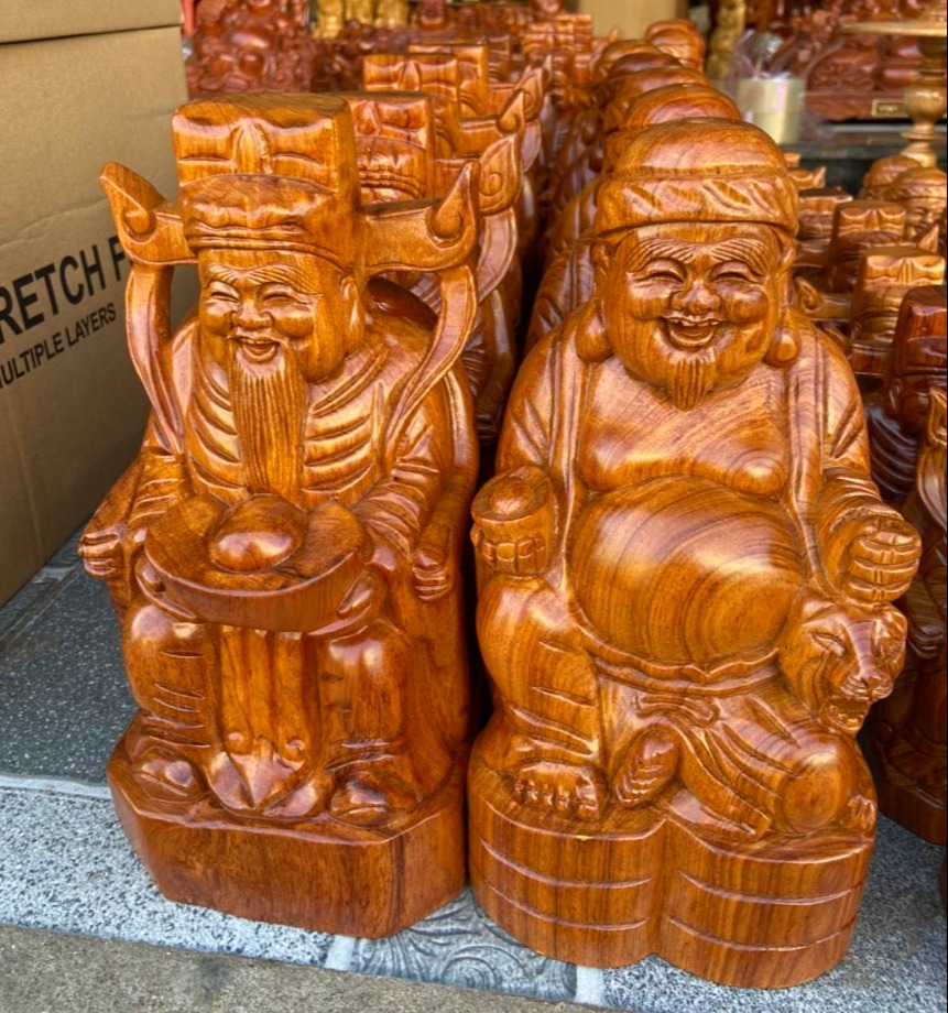 Thần tài thổ địa gỗ hương nguyên khối  - Kích thước cao 20cm - 25cm -30cm