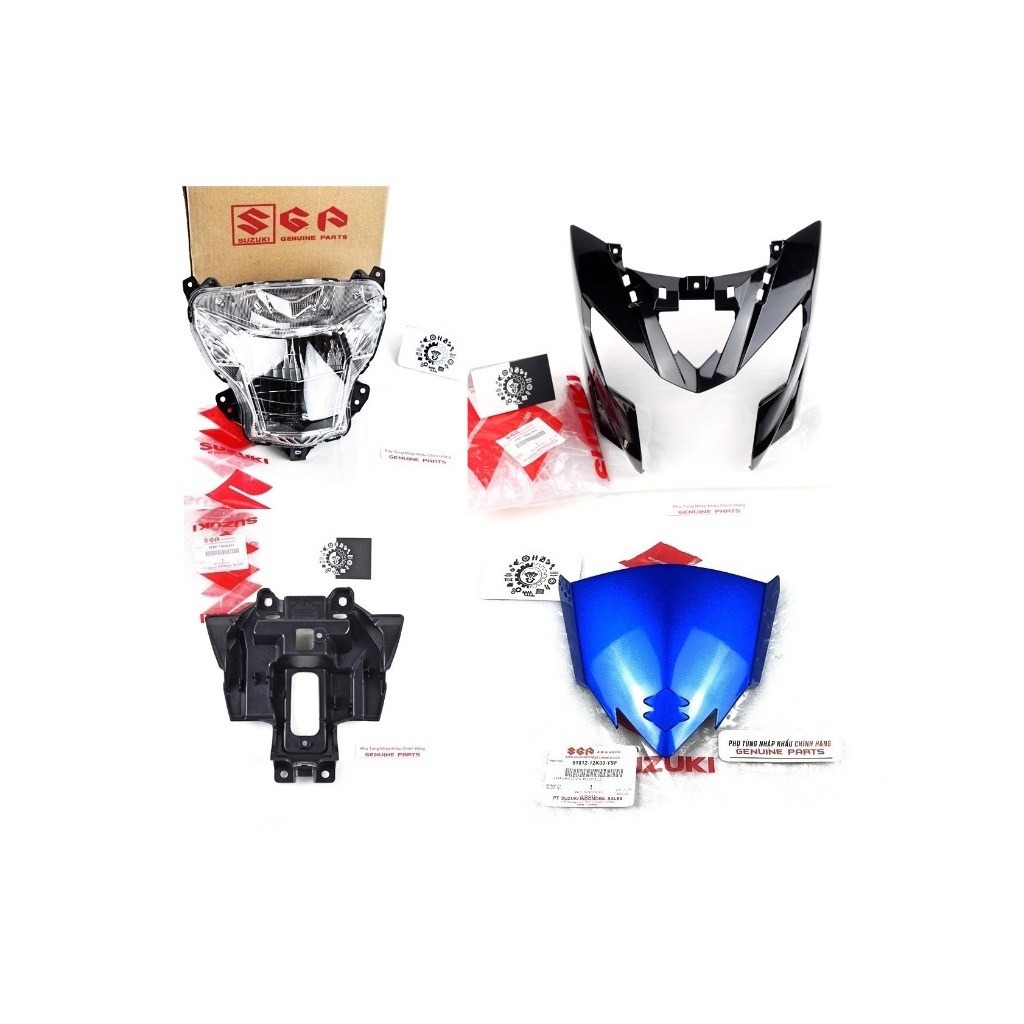 Full bộ đầu đèn satria raider fi 4 món chính hãng suzuki indo, bộ chóa đèn pha raider fi satria fi