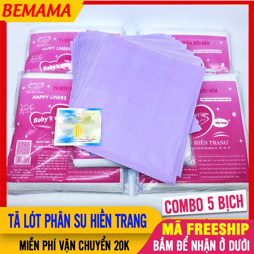 Giấy lót phân su cho trẻ sơ sinh siêu thấm 3 lớp hiền trang - miếng lót chống thấm cho bé - tã/tả giấy lót phân xu trẻ sơ sinh - 5 bịch giấy lót sơ sinh hiền trang - bemama