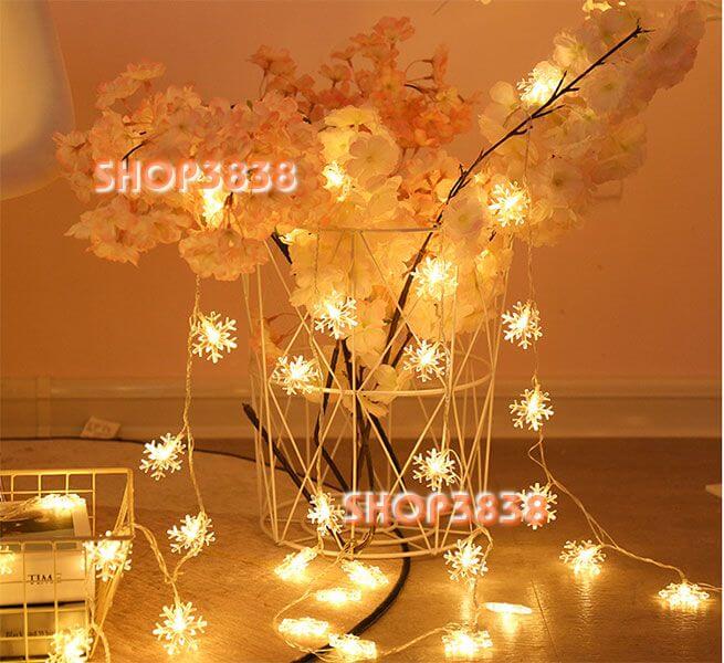 Lựa Nguồn( Pin- USB- Điện)Dây Đèn Led Bông Tuyết Dài 6M - 40 Bóng