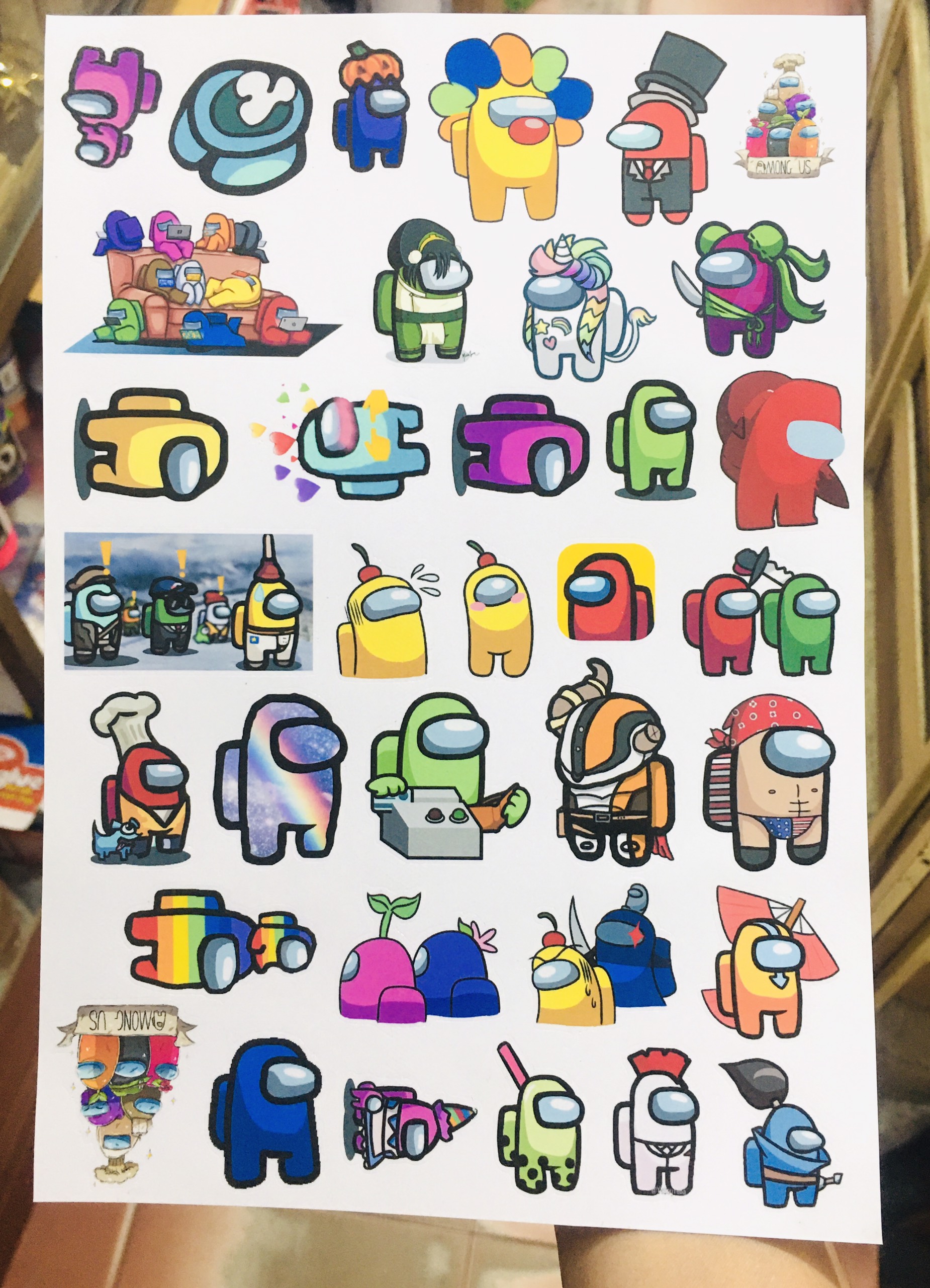 Sticker Among Us set 95 ảnh decal hình dán ép lụa