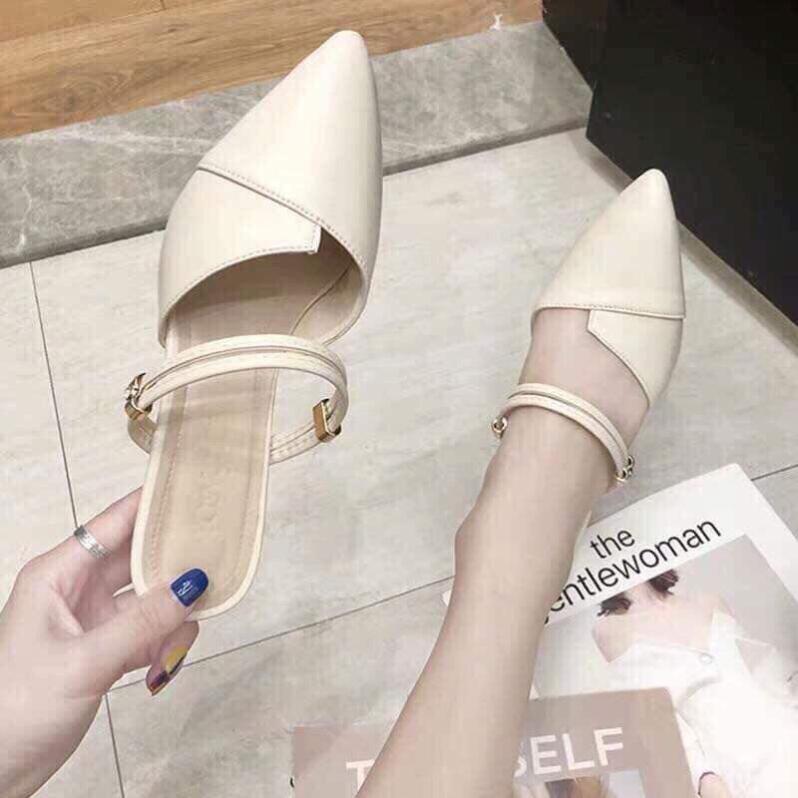 Sandal cao gót nữ 2p mũi nhọn 2 quai ngang siêu đẹp có thể đi được 2 kiểu tùy sở thích giá rẻ
