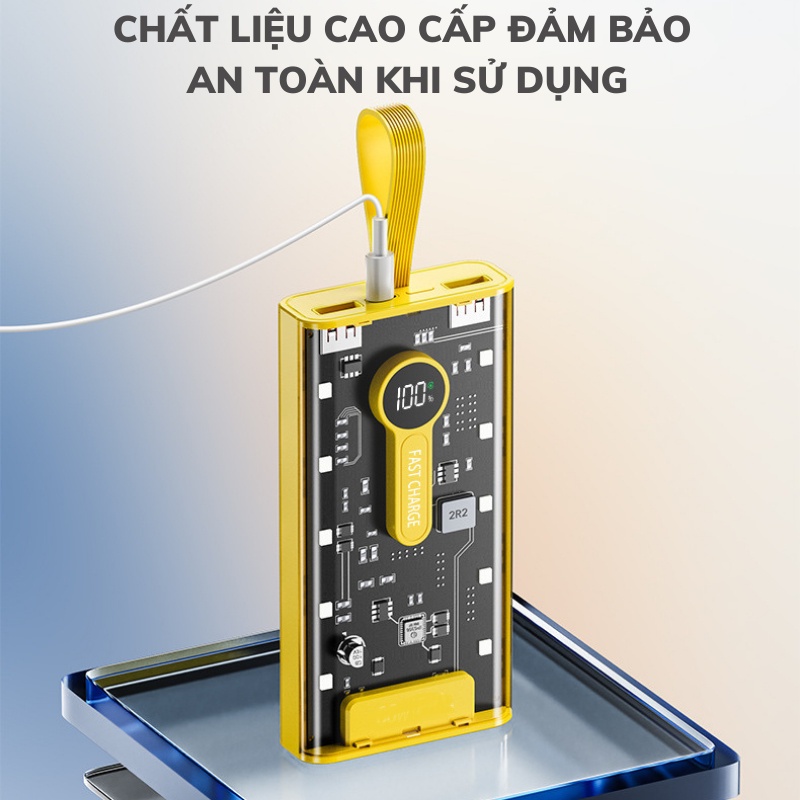 Pin sạc dự phòng 20000mah Hỗ trợ sạc nhanh 22.5W-40W, hỗ trợ đầu ra 66W tối đa,Tích hợp 2 cổng sạc đầu ra và màn hình Led hiển thị pin