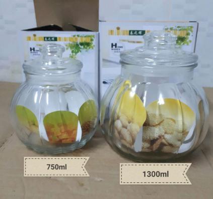Hũ thủy tinh trái bí 1300ml