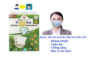 HỘP 10 CÁI KHẨU TRANG 5D CHO NGƯỜI LỚN NY 5D Mask Ngăn Bụi Kháng khuẩn Chống nắng Bảo vệ sức khỏe Sản xuất từ Cty Như Ý thumbnail