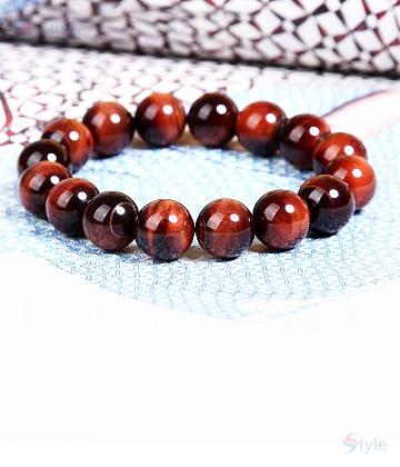 [HCM]VÒNG TAY ĐÁ MẮT HỔ  NÂU ĐỎ 12LY