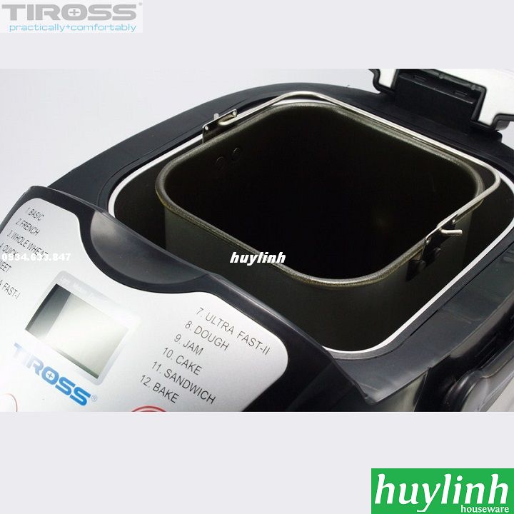 [HCM]Máy làm bánh mì Tiross TS821 - 2 lít - 12 chức năng