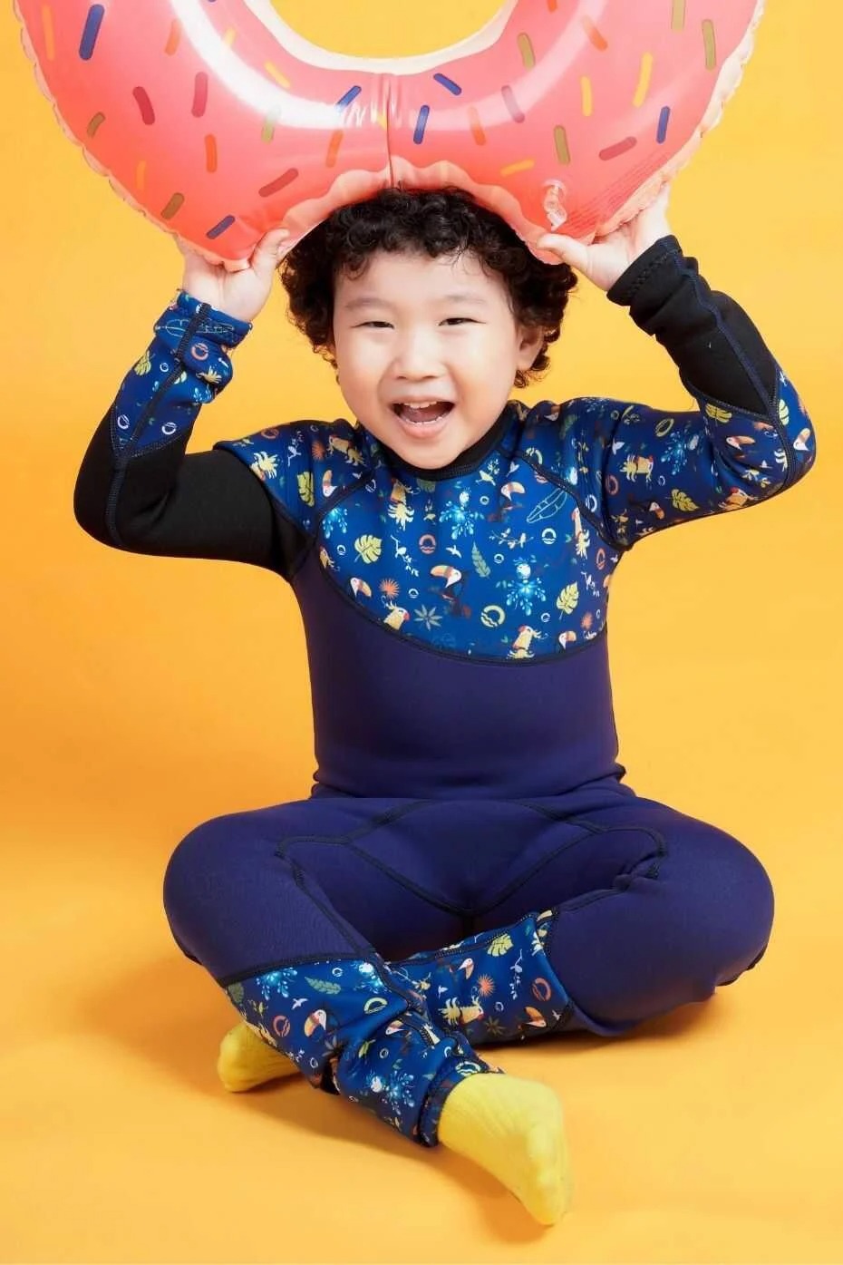 Đồ Bơi Trẻ Em Giữ Nhiệt Wetsuit FullBody Navy Pattern