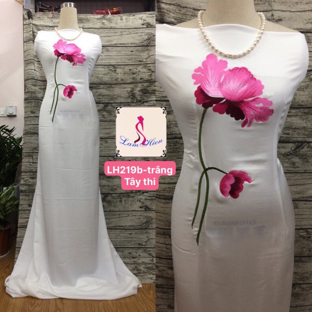 Vải áo dài bông thêu LH219