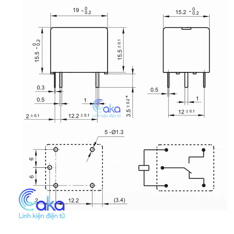 Relay 12V 7A 5 Chân YL303H-S-12VDC-1Z - Rơ-le Điều Khiển Thiết Bị Điện