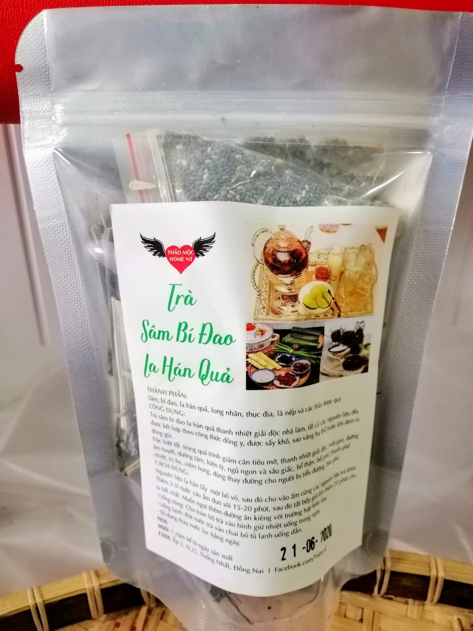 combo 5 sét vừa (90g/sét) trà sâm bí đao la hán quả nồi 3l