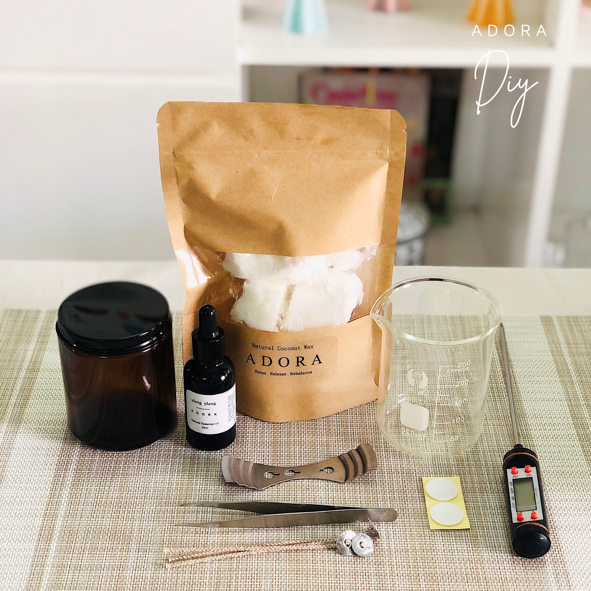 Bộ dụng cụ tự làm nến thơm ADORA - 10 món