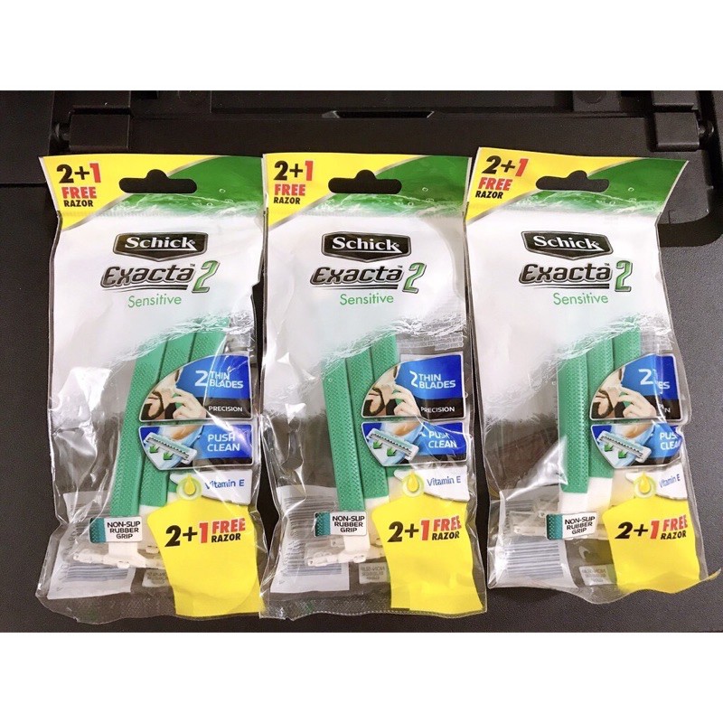 Dao cạo râu lưỡi kép Schick Exacta vỉ 3 cây