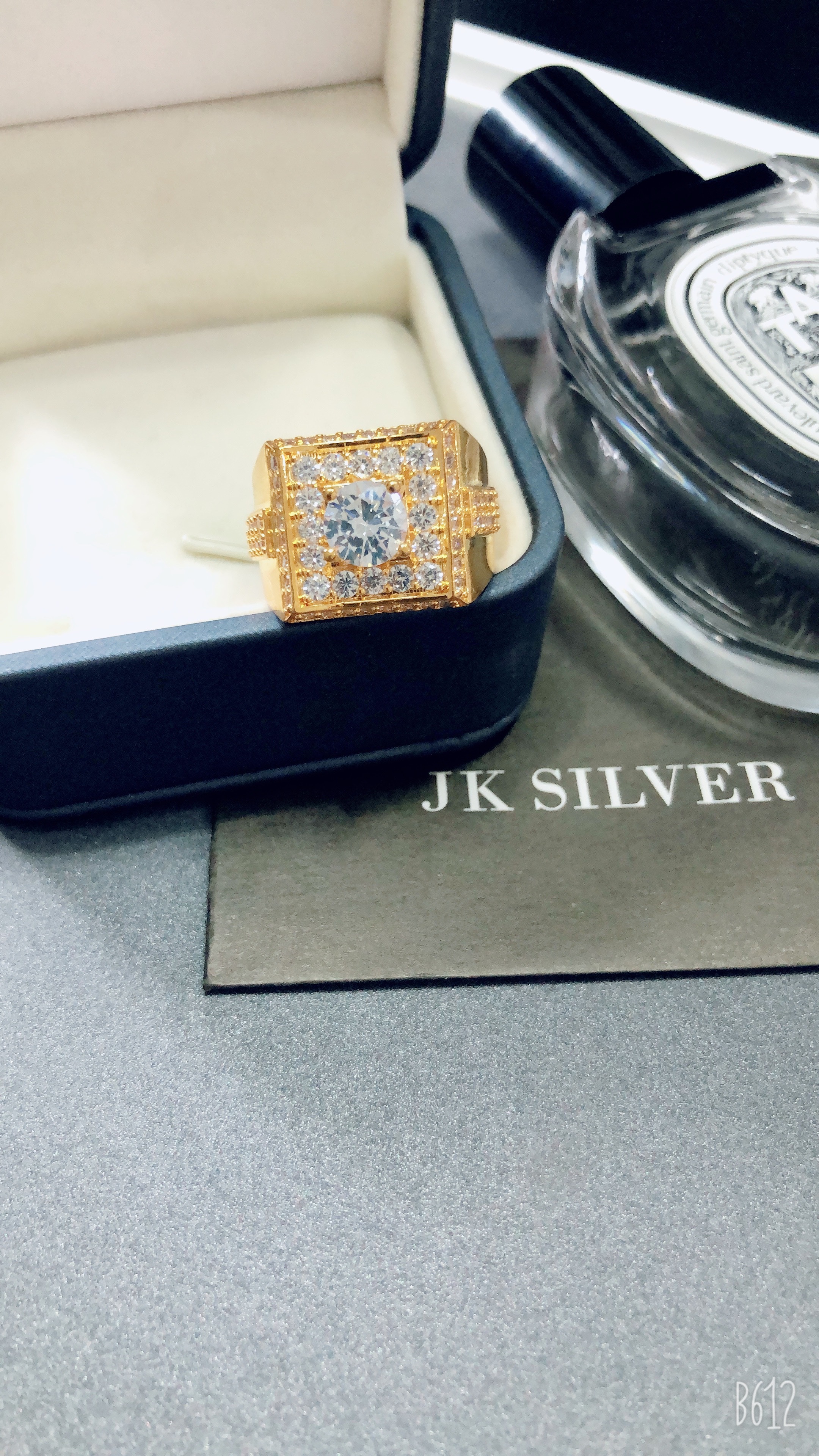 Nhẫn bạc nam đính đá cao cấp JK Silver