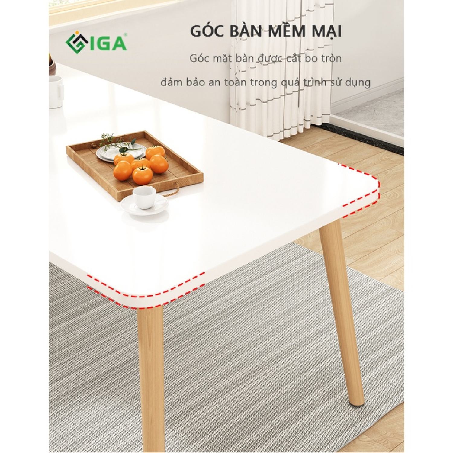 Bàn ăn IGA phong cách bắc âu ( không bao gồm ghế ngồi) GP181