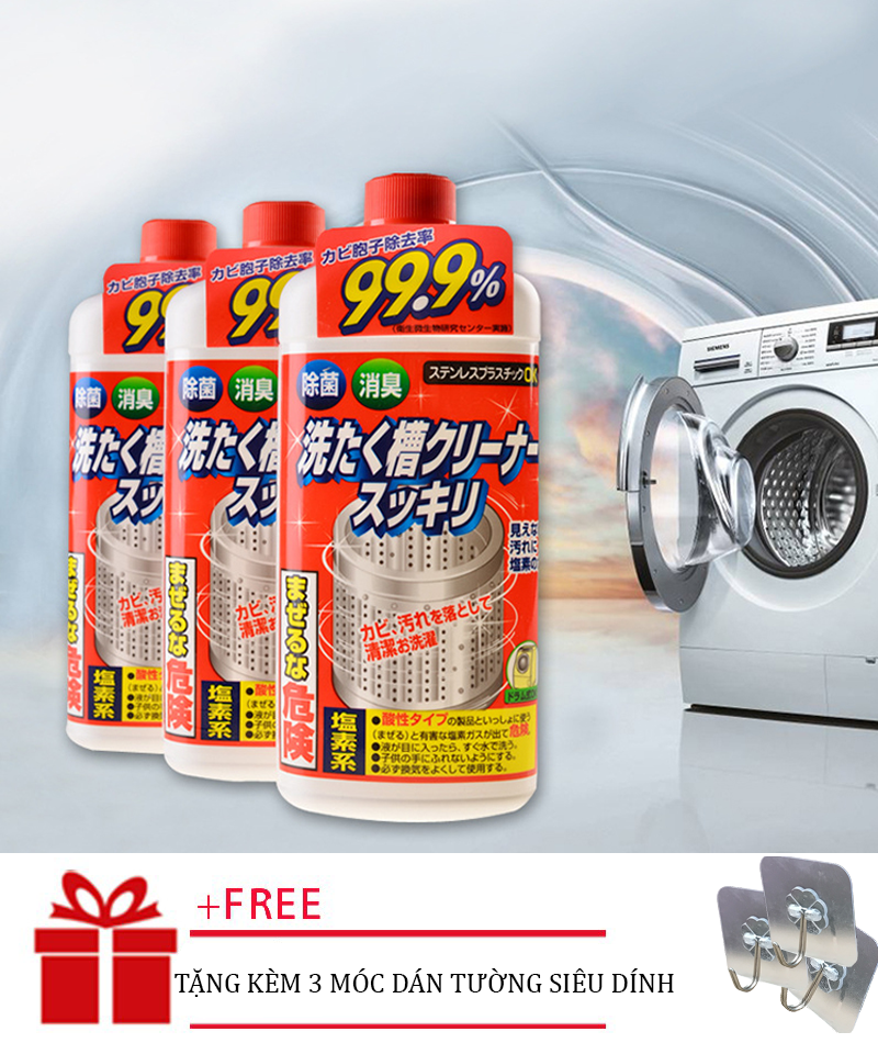 ( TẶNG 3 MÓC DÁN ) NƯỚC TẨY VỆ SINH LỒNG MÁY GIẶT CỦA NHẬT ROCKET (CHAI 550ML) - HÀNG NỘI ĐỊA NHẬT