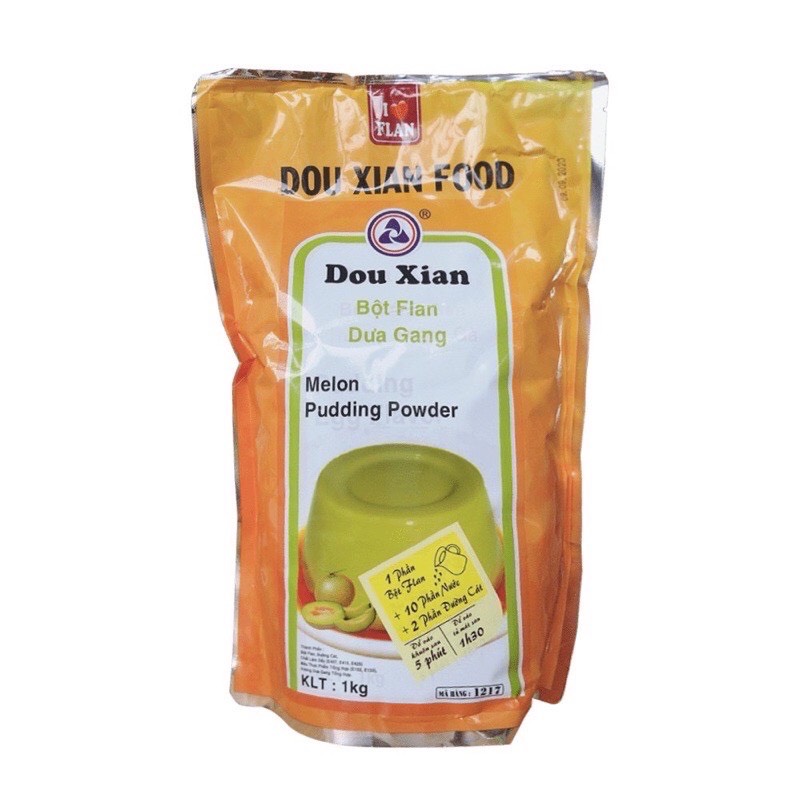 Bột Pudding Hàng Huy Douxian TÚI 1KG các vị (Trứng, Socola, Trà Xanh, Khoai Môn, Dưa Lưới, Dâu, Đào)
