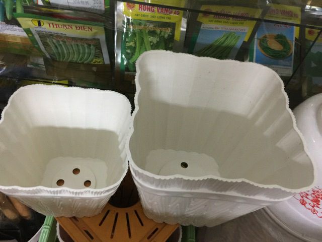 chậu nhựa vuông giả gỗ đk 20cm