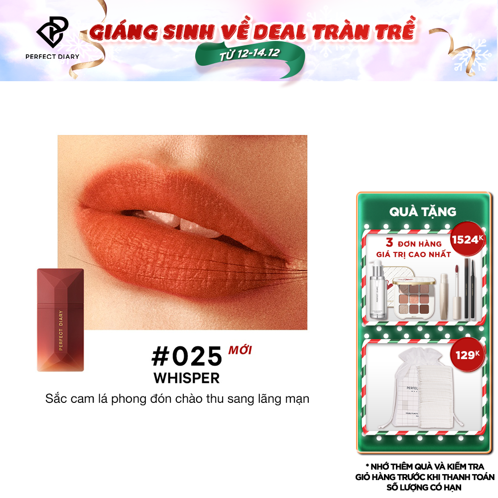 Son Kem Perfect Diary ReadMe Lip Sheer Velvet Chất Kem Nhung Lì Lâu Trôi Màu Sắc Tùy Chọn 4G