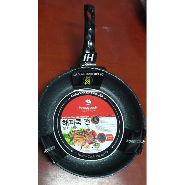 CHẢO VÂN ĐÁ ĐÁY TỪ HAPPYCOOK GFP-IH 24CM/26CM/28CM DÙNG ĐƯỢC BẾP TỪ