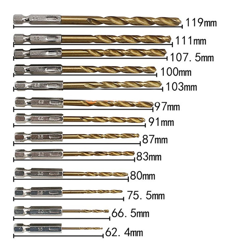 Mũi Khoan Thép Gió HSS Titanium Chuôi Lục Giác phi 1.5 - 6.5mm