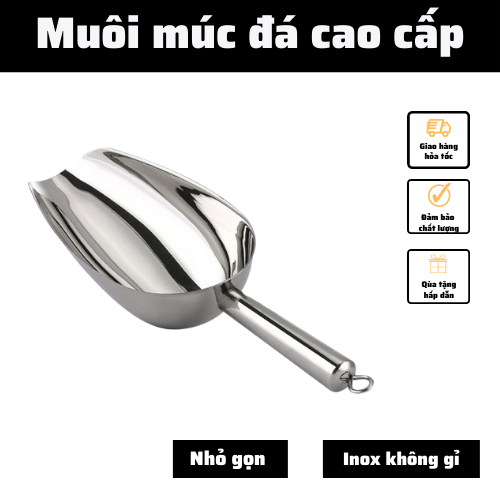 Muôi xúc đá inox bé D19cm x R7cm Thìa xúc đá cao cấp