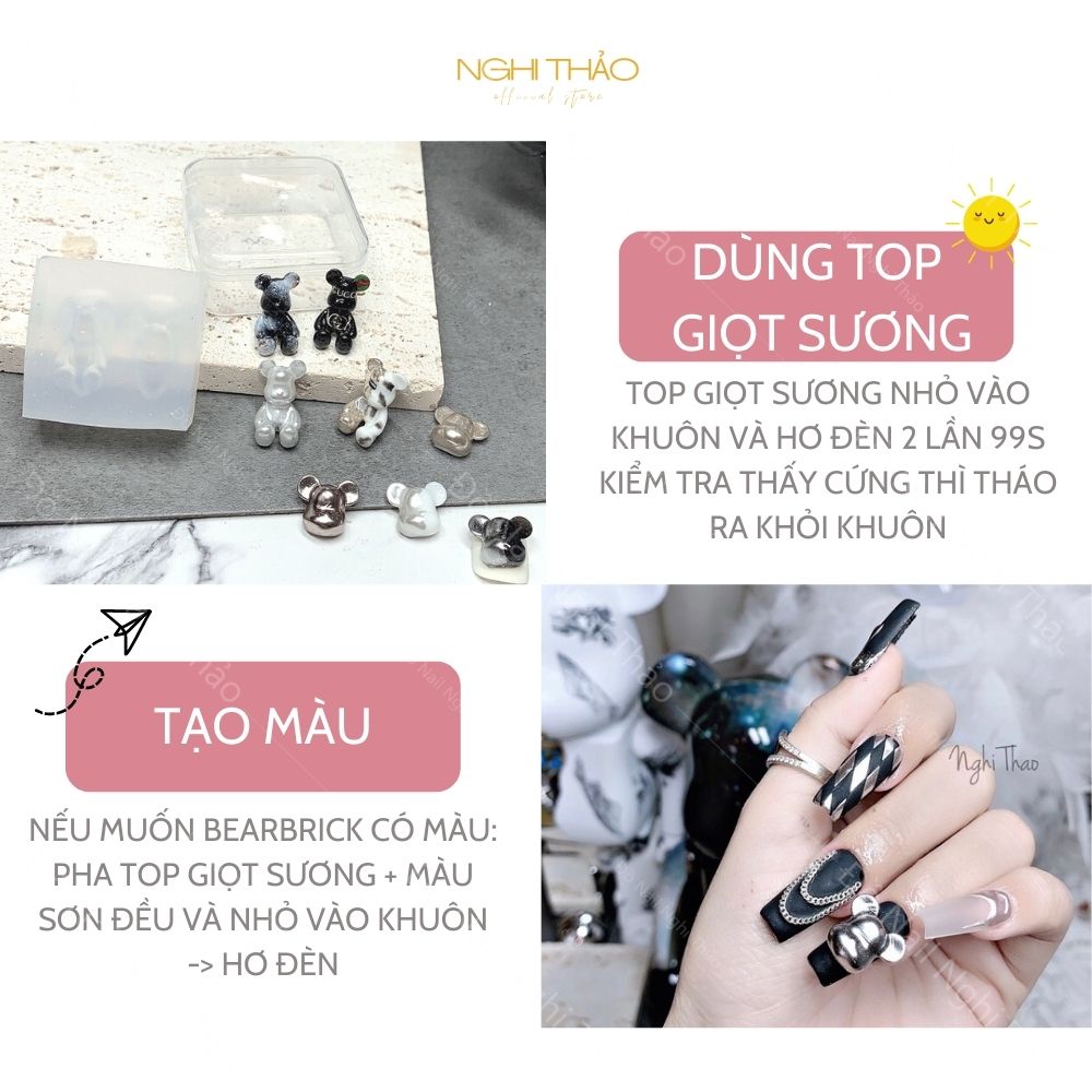 Khuôn silicon nail gấu bearbrick