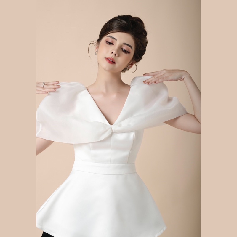 [Mã LAZFASHION42 - giảm 15% đơn từ 349k] ÁO NƠ VOL CHÍT EO TIỂU THƯ - ROSIE TOP