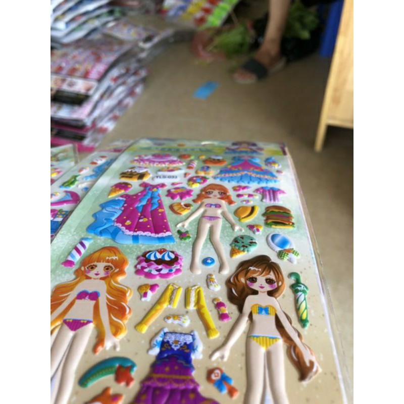 Sticker Dán Nổi Hình Cô Gái Thời Trang ( Sỉ Đồ Trẻ Em)