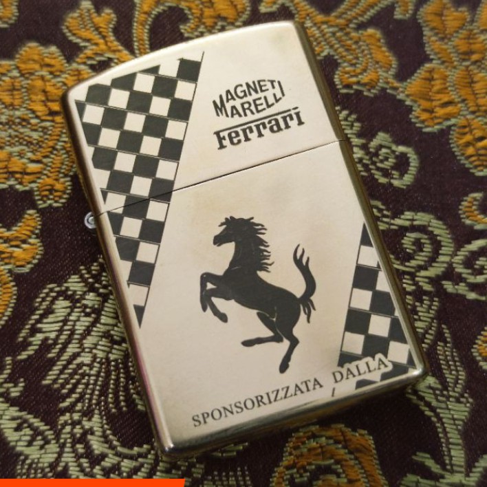 [HCM]Bật lửa Zippo Đồng Nguyên Khối Ngựa Ferrari - bản la mã 88