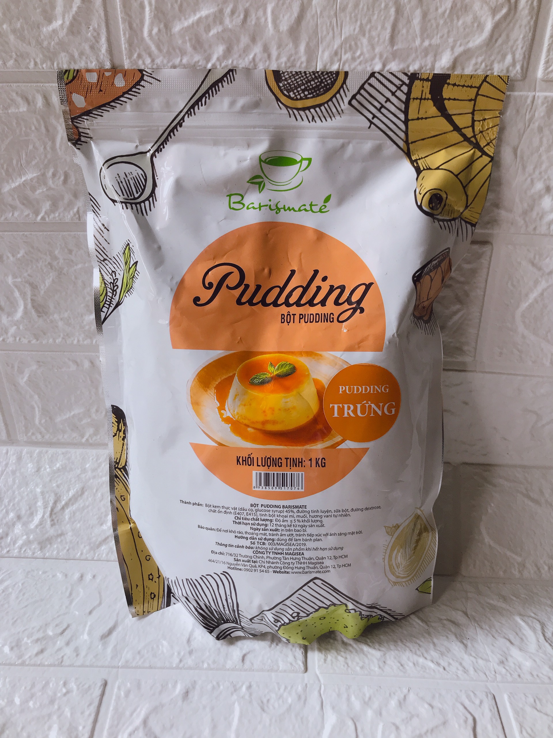 Bột Làm Pudding/Flan Barismate Túi 1KG (Trứng, Matcha, Socola, Xoài, Khoai Môn, Dưa Lưới)