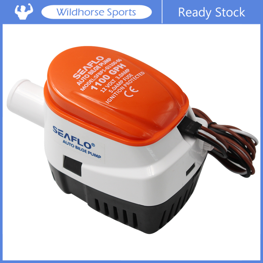 wildhorse Submersible 12V 1100gph Auto Boat Bilge Water Pump Built-In Float Switch