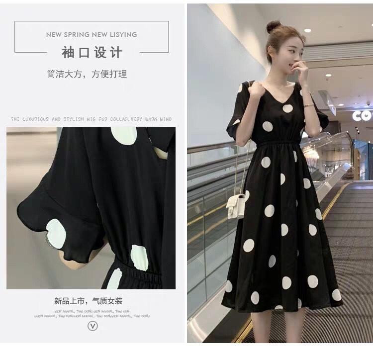 Đầm voan lụa cao cấp chấm bi lt719