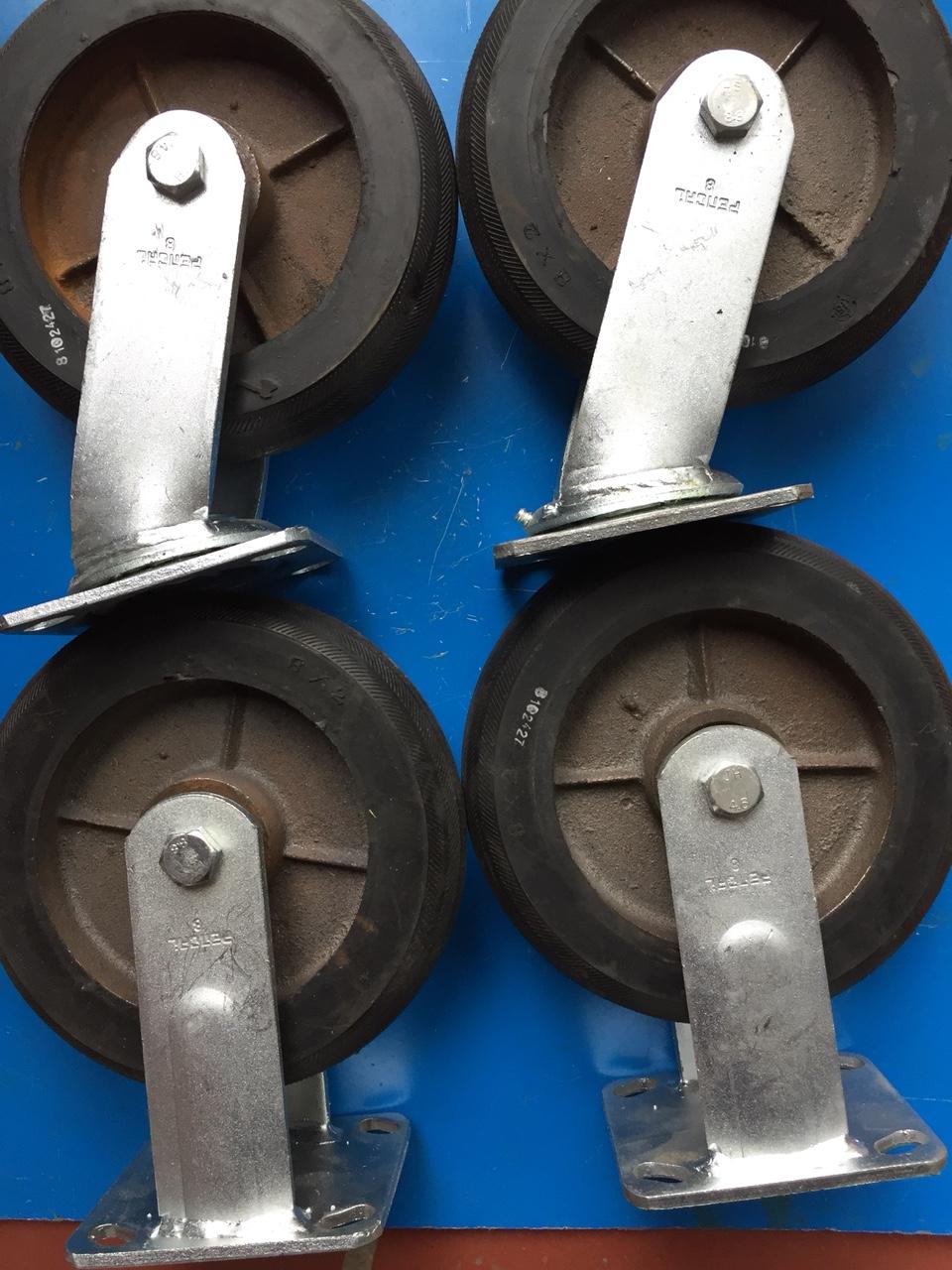 Bộ 4 bánh xe chịu tải 1000kg, bộ 4 bánh xe  đài loan đường kính 20cm (2 tĩnh. 2 xoay), bánh xe đẩy hàng cao cấp