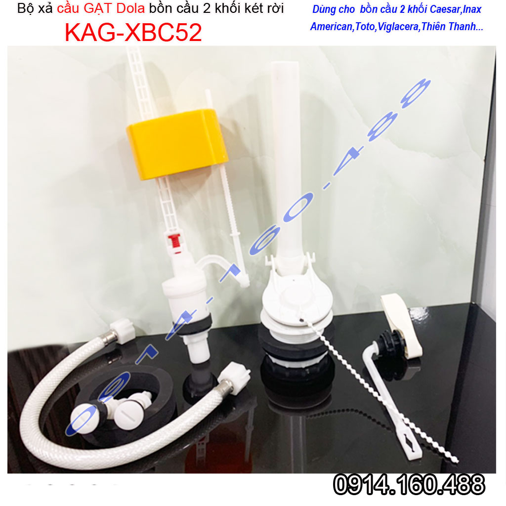 Bộ xả bàn cầu tay gạt Dola KAG-XBC52 trọn bộ, xả bồn cầu két rời gạt trước xả êm thoát nhanh sử dụng tốt