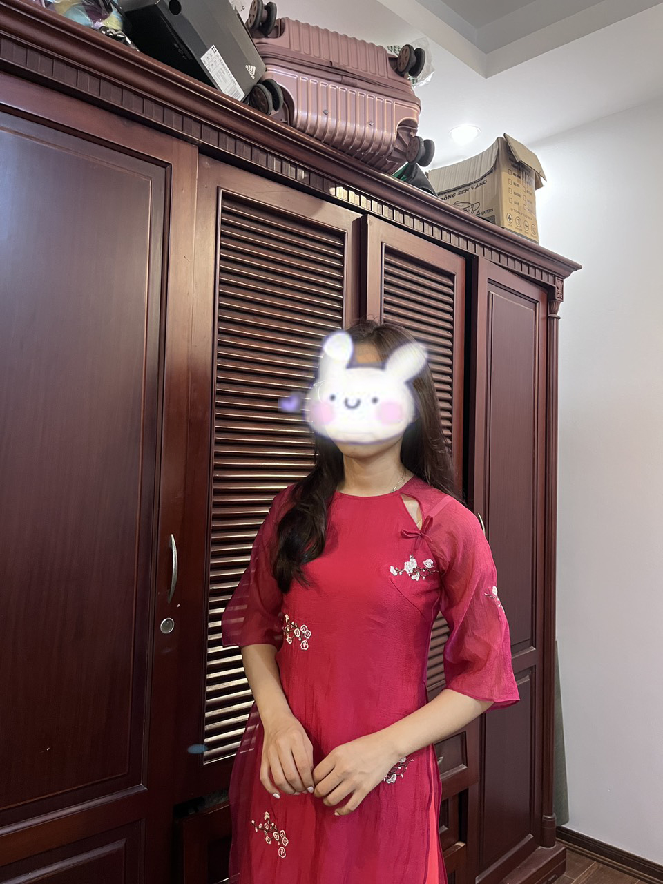 Áo dài cách tân dáng suông hoa nhí truyền thống cao cấp Áo dài nữ lụa cổ tròn thiết kế kèm quần áo dài may sẵn màu Hồng