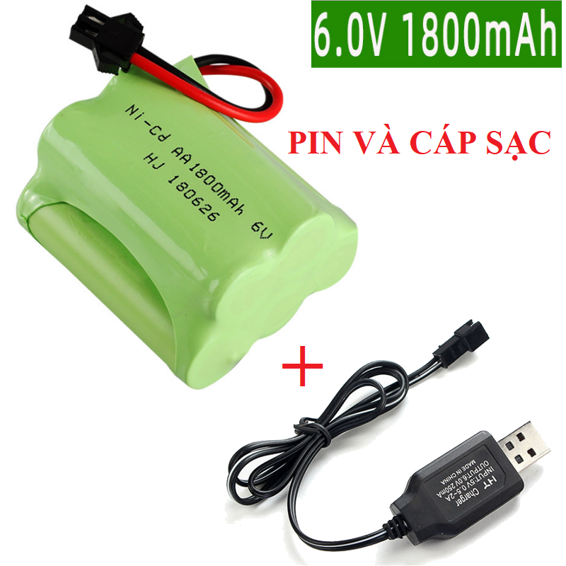 Pin sạc Ni-cd 6v 1800mah / Ni-mh 2400mah loại hai hàng cổng SM-2P dùng cho xe mô hình điều khiển từ xa dùng pin 6v