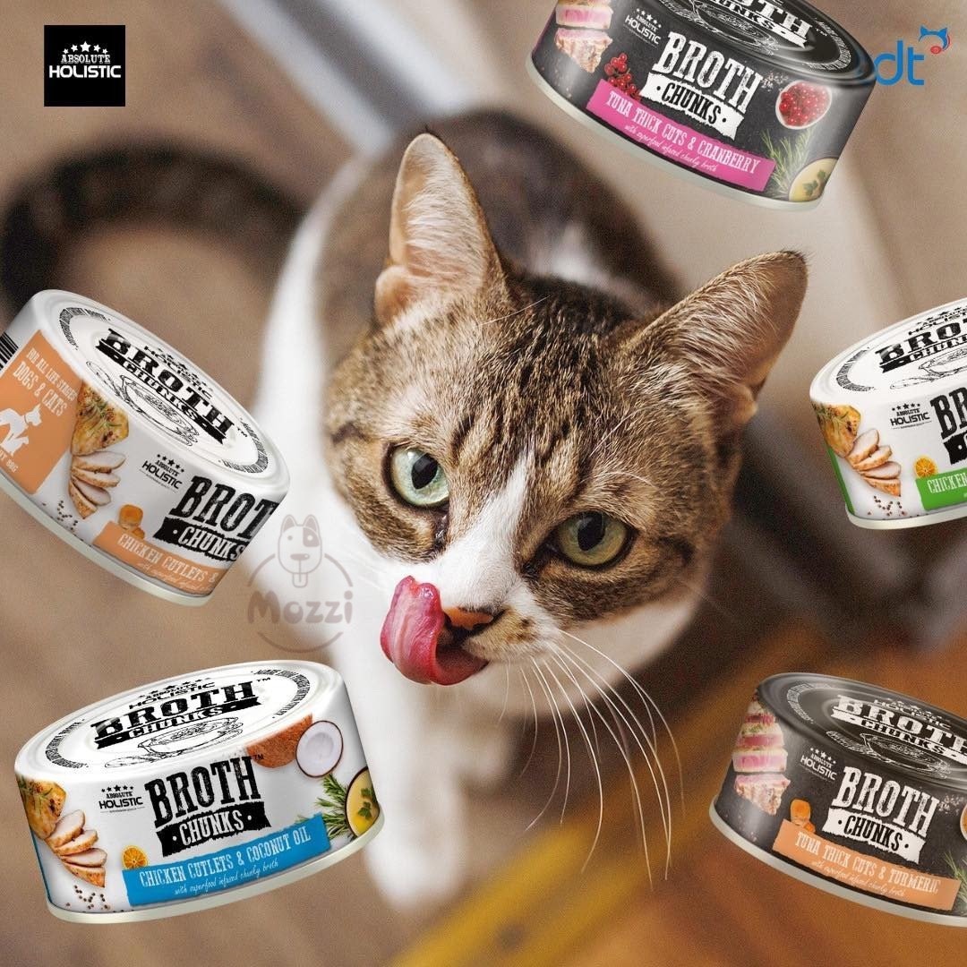 Pate cho chó mèo Broth Chunks Absolute Holistic Lon 80gr