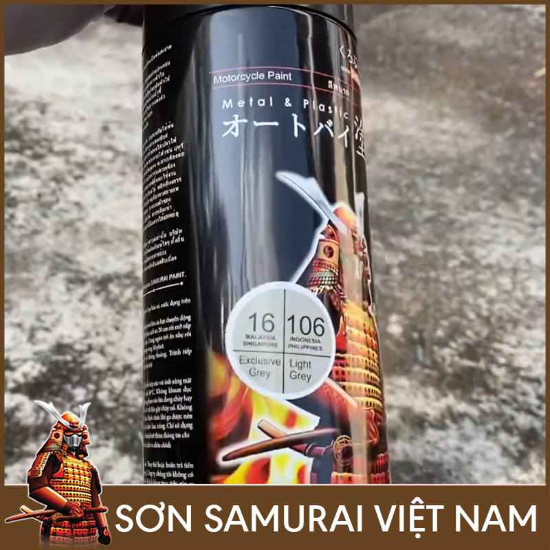 Sơn samurai xám sáng - Combo màu xám 106 sơn xịt samurai