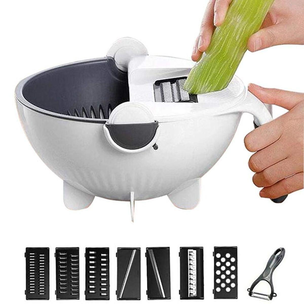 Bộ dụng cụ nạo rau củ kèm rổ có tay cầm tiện lợi 9 in 1