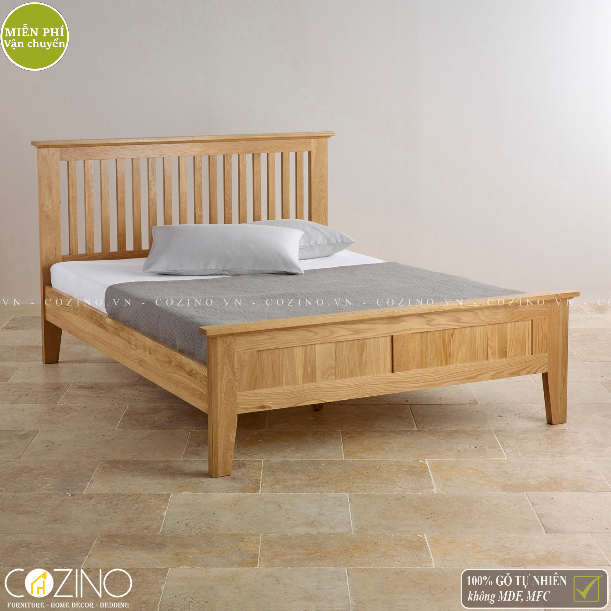 [Trả góp 0%]Giường đơn Camber gỗ sồi 1m0