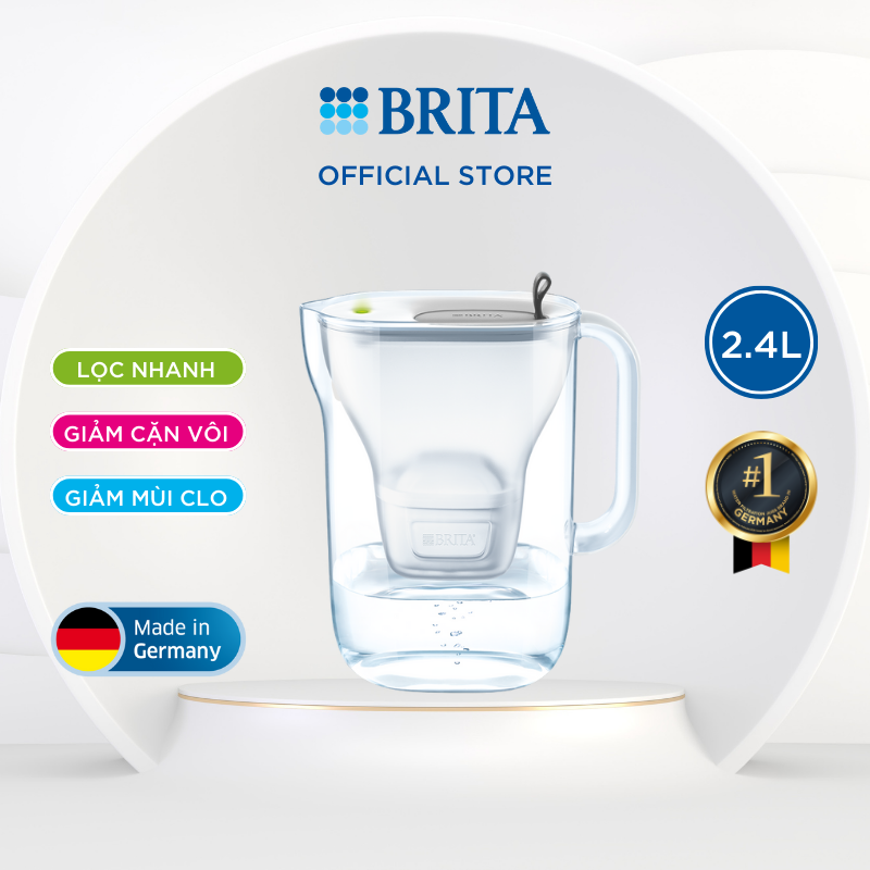 Brita Style Gray 2.4L Water Filter (with 1 Maxtra+ & Smartlight Filter Core Available) - Brand from Germany