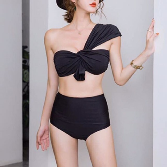 [HCM]Đồ bơi cặp couple thun lạnh nữ mút dày lệch vai