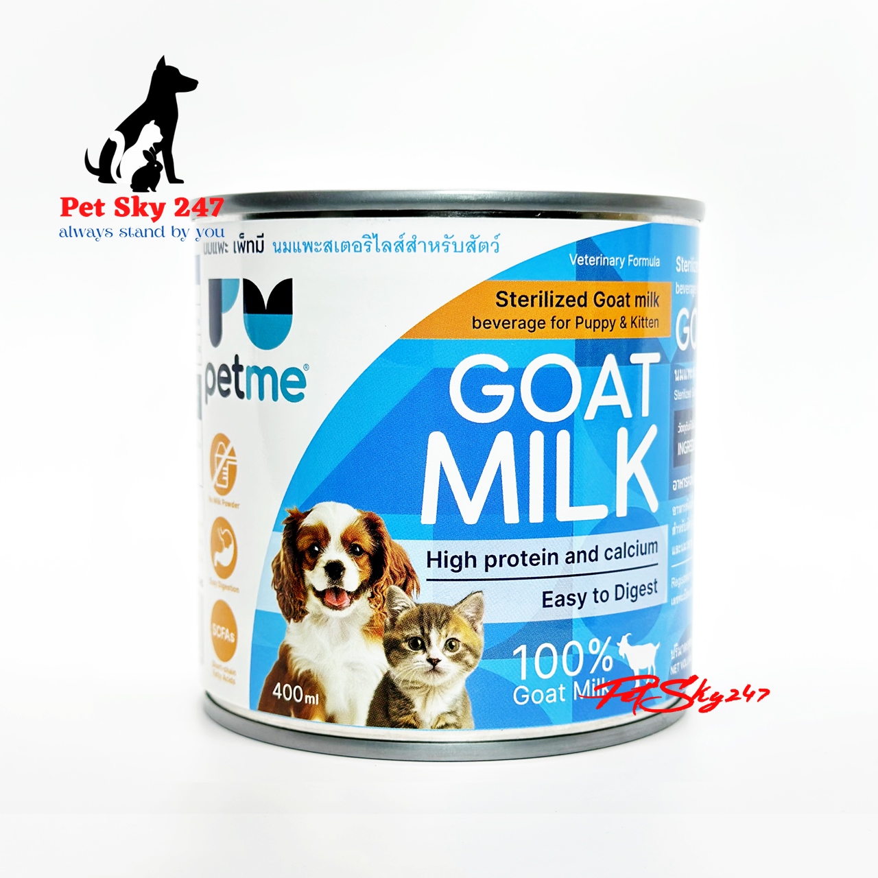 Sữa Dê Sterilized Goat Milk Cho Chó Mèo Con Lon 400Ml