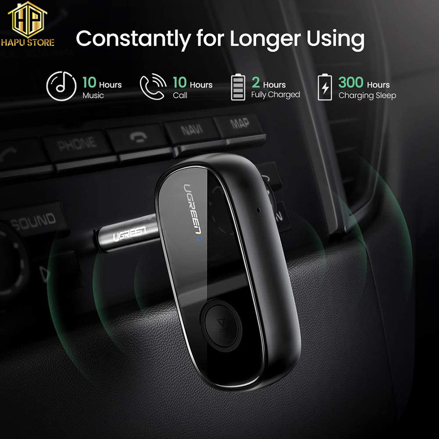 Bộ thu Bluetooth 5.0 Ugreen 70304 chuẩn 3.5mm hỗ trợ APTX cao cấp - Hapustore